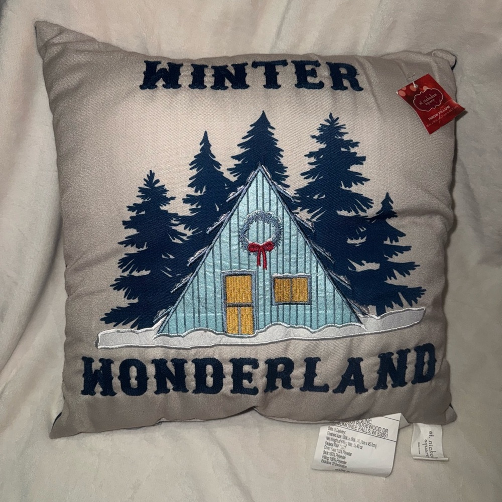 St. Nicholas square winter wonderland throw pillow